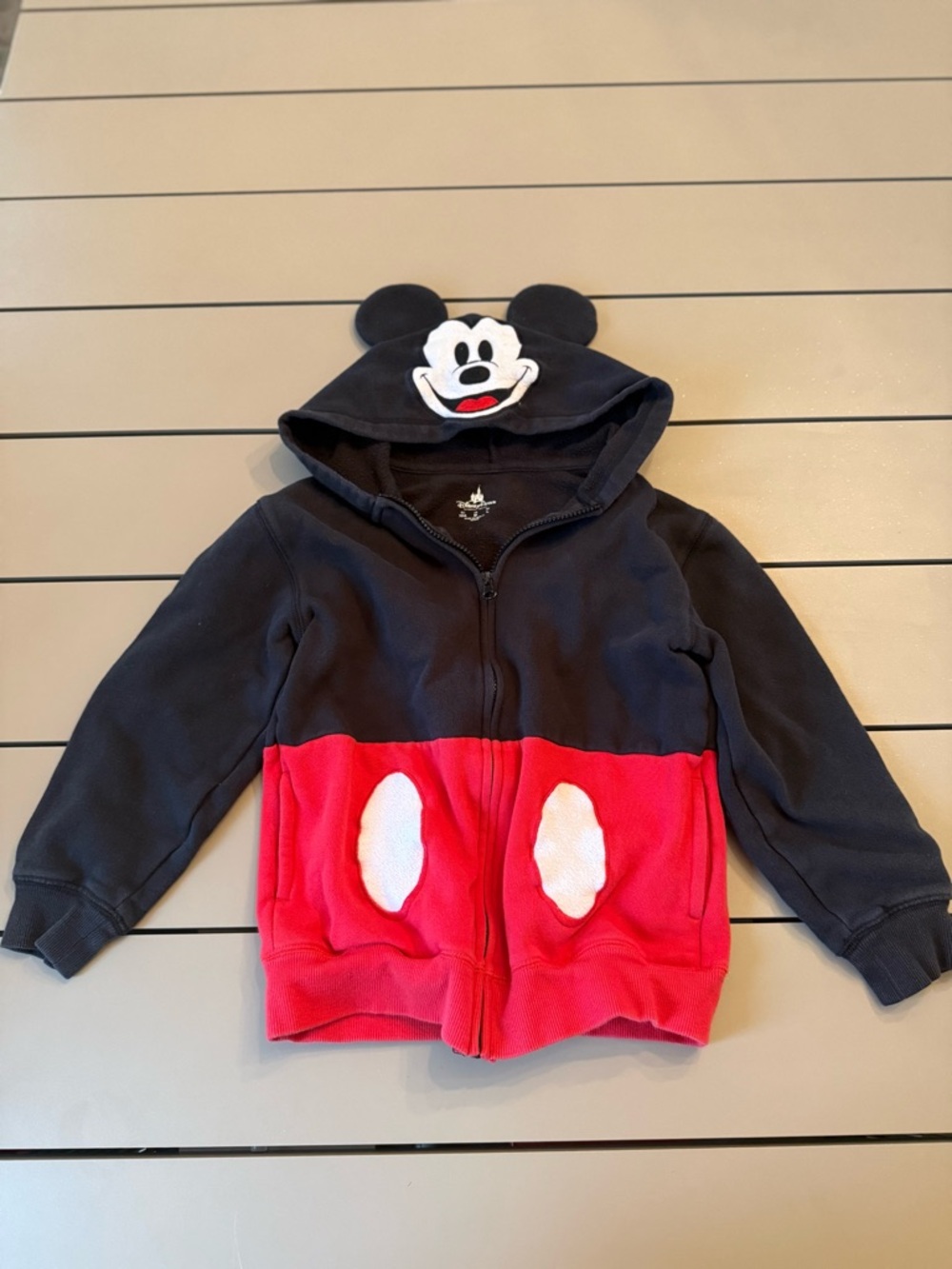 Disney Park Kids Mickey Mouse Hooded Zip-Up Sweatshirt in Black and Red